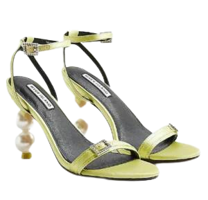 RIVER ISLAND YELLOW PEARL DETAIL HEELED SANDAL