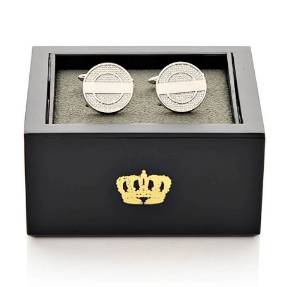 HARVEY MAKIN HM2253 ENGRAVABLE ROUND RHODIUM CUFFLINKS