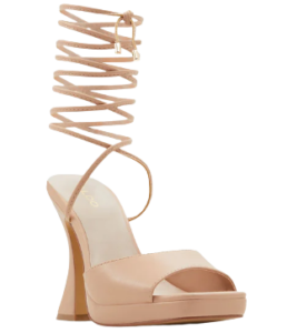 ALDO NUDE FLARE LACE UP HEELS