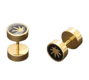 Simple Stainless Weed Screw Back Stud Earring