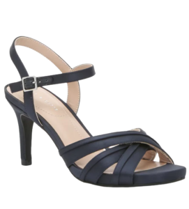KELLY & KATIE NAVY SATIN CROSS STRAP HEELED SANDAL
