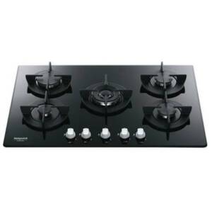 Ariston Hob Cooker | 75cm, Built-In-Hob, 5 Burners Gas-On-Glass, Black Colour – DD751W/A