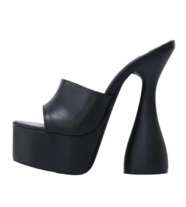 High heel womens platform mule slippers – Black