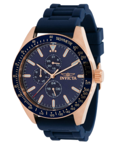 INVICTA 38406 MEN’S AVIATOR CHRONOGRAPH BLUE DIAL, SILICONE STRAP WATCH