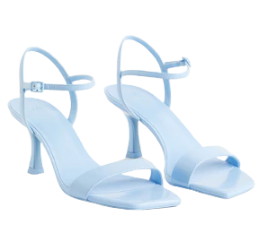 H & M BLUE BARELY THERE HEELED SANDAL