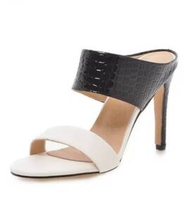 Two Tone High Heel Stilettos Mules – Black