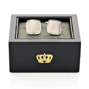 HARVEY MAKIN HM2252 ENGRAVABLE SHINY & BRUSH RHODIUM CUFFLINKS
