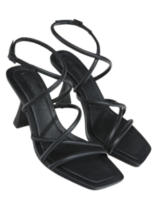 STRADIVARIUS BLACK HEELED MULTI-STRAP SHOES