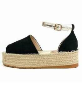 High Espadrille Flatform Sandals – Black
