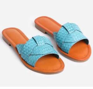 Snazzy Weave Mule Slippers – Teal