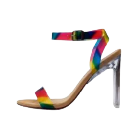 Multi Colored Transparent Strap Perspex Sandals – Nude