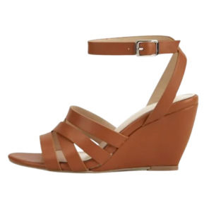 Strappy Womens leather wedge sandals – Brown