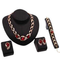 Four-piece set fashion diamond necklace jewelry set – Gold