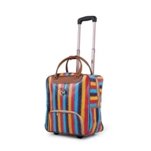 Multi-line print travel luggage With 2 Wheels – Multicolored