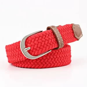 Unisex Woven Braided Vintage Decorative Belt - Red