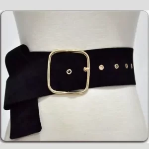 Soft Velvet cloth ladies fashion long belt - Wine Red