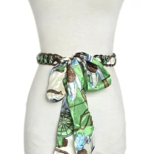 Bohemian Style Silk Scarf Female Decorative Jeans Belt - Green