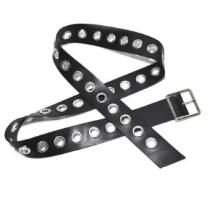 Perforated decorative wide belt for women - Black
