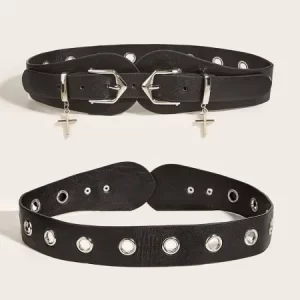 Women's double buckle punk style belt