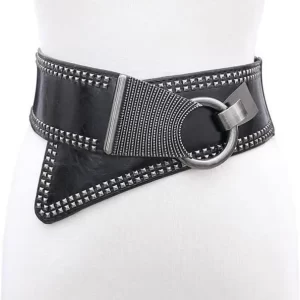 Rivet Retro Style Punk Womens Belt for Dresses - Black