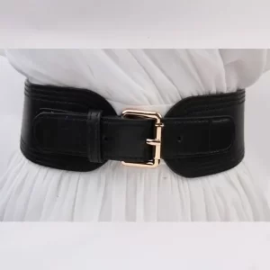Women Wide Stretchy Belt For Dresses – Black