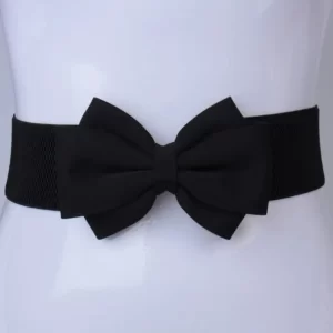 Cute Bow Knot Elasticated waist belt - Black