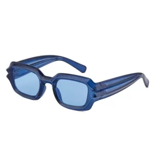 Square Geometric Thick Frame Fashion Sunglasses – Transparent Blue