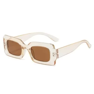 Plastic Chunky Rectangle Sunglasses – Champagne