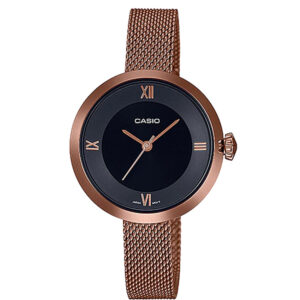 CASIO WOMEN’S BLACK DIAL MESH BRACELET WATCH LTP-E154MR-1ADF
