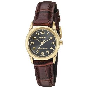 Casio Women’s Quartz Watch with Brown Leather Strap