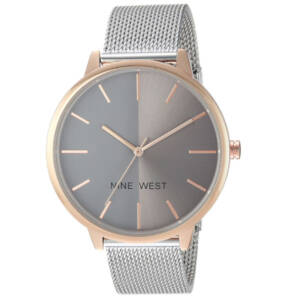 Nine West Women’s Sunray Dial Mesh Bracelet Watch Silver Analog