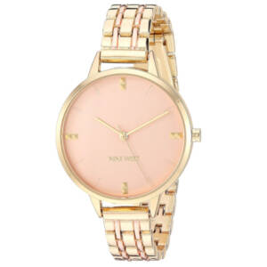 Nine West Women’s Pink Dial Rose Gold & Gold Bracelet Watch