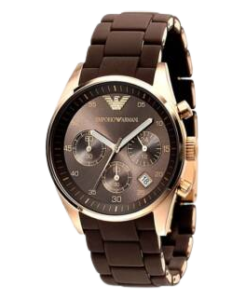EMPORIO ARMANI LADIES AR5891 SPORT ROSE GOLD ION-PLATING BROWN CHRONOGRAPH DIAL WATCH