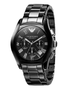 EMPORIO ARMANI AR1401 LADIES BLACK CERAMIC WATCH WITH ROUND BLACK DIAL