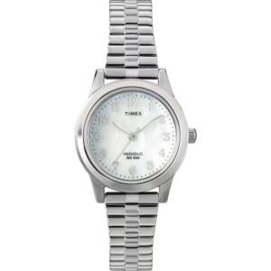 TIMEX WOMEN’S ESSEX AVENUE MOTHER OF PEARL EXPANSION BAND WATCH T2M826