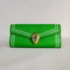 Animal Gold head emblem treaded design wallet - Lemon