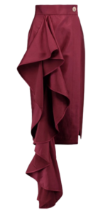 Bold side ruffles midi pencil skirt