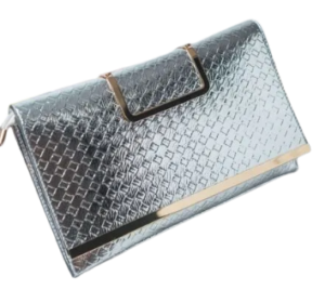 Womens Large Capacity Leather Multifunction Party Clutch – Silver