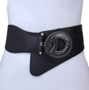 Wide crossover stretch ladies belt - Black