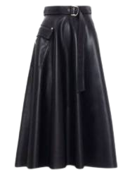 Flare midi leather skirt