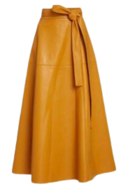 Flare midi leather skirt