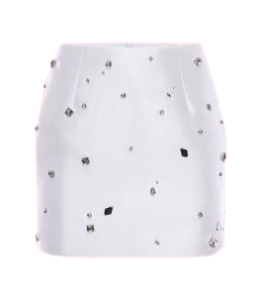 White embellished cooperate and casual mini skirt