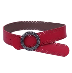 Women’s Faux Leather Vintage Waist Belt – Red