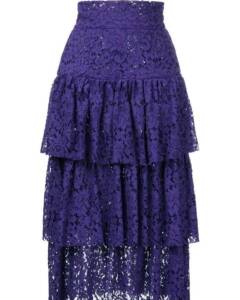 Layered lace high waist midi skirt