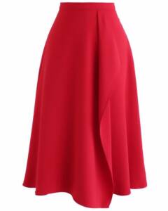 WRAP FLARE MIDI SKIRT