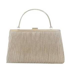 Glitter Metallic roach top womens wedding clutch – Champagne