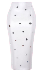 White embellished cooperate and casual pencil skirt