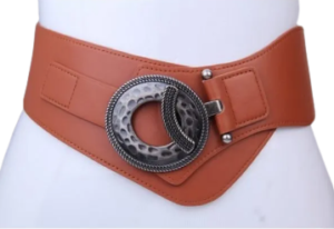 Wide crossover stretch ladies belt - Brown