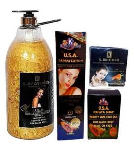K. Brothers Papaya Product Set – ( Body Lotion, Face Cream, Shower Gel And Soap )